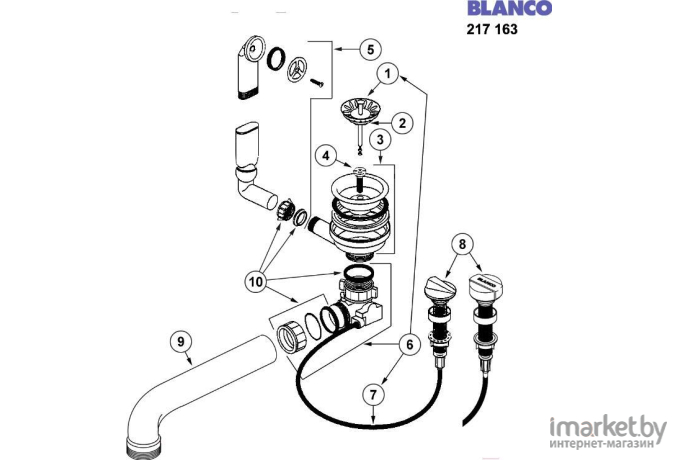  Blanco Отводная арматура 3.5"с клапаном-автоматом для NOVA,METRA,ENOS [217163]