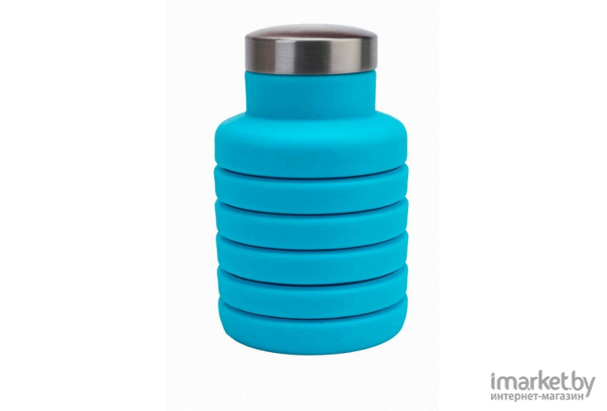 Бутылка для воды Bradex силиконовая складная с крышкой синий [TK 0270]