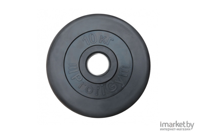 Диск для штанги ProfiGym обрезиненный d 26 мм 10.0 кг черный