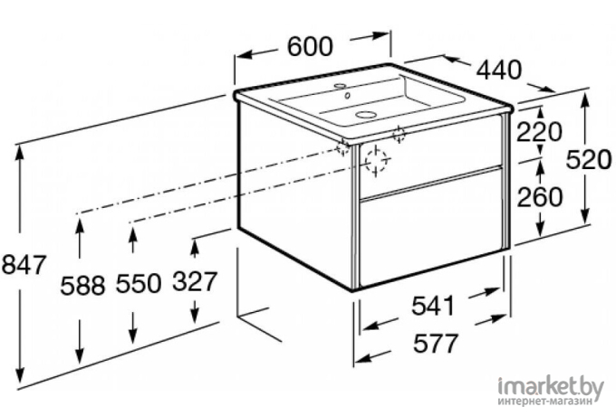 Тумба под умывальник Roca Ronda 60 антрацит/белый глянец [ZRU9302963]