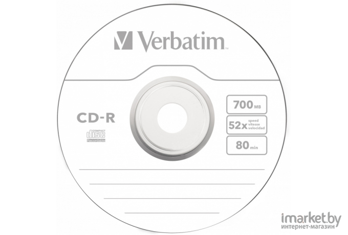 Оптический диск Verbatim CD-R 700Mb 52x 100 шт Cake Box [43411]