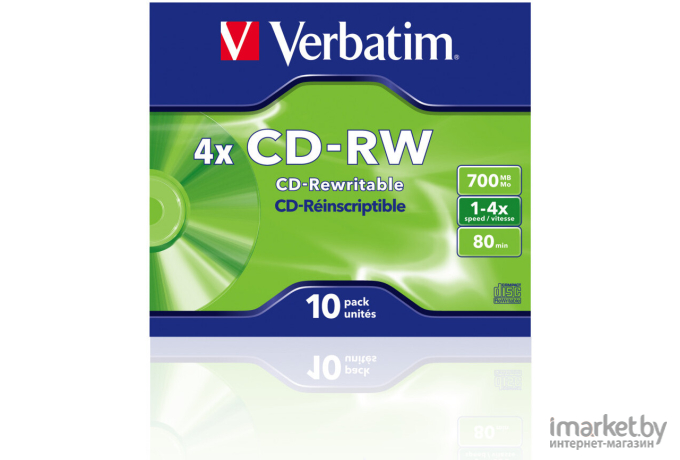 Оптический диск Verbatim CD-RW 700Mb 12x 10 шт Jewel case [43148]