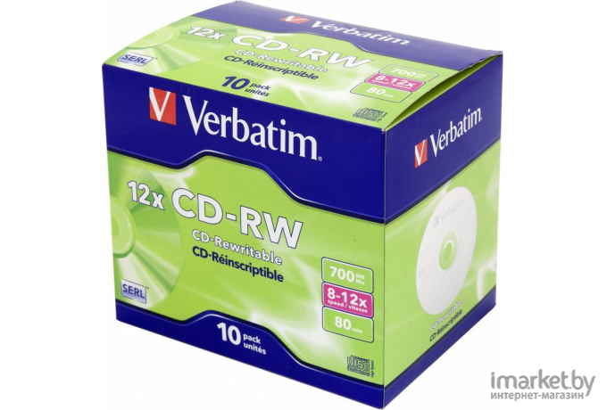 Оптический диск Verbatim CD-RW 700Mb 12x 10 шт Jewel case [43148]