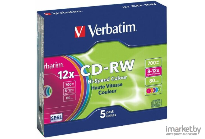 Оптический диск Verbatim CD-RW 700Mb 12x 10 шт Jewel case [43148]