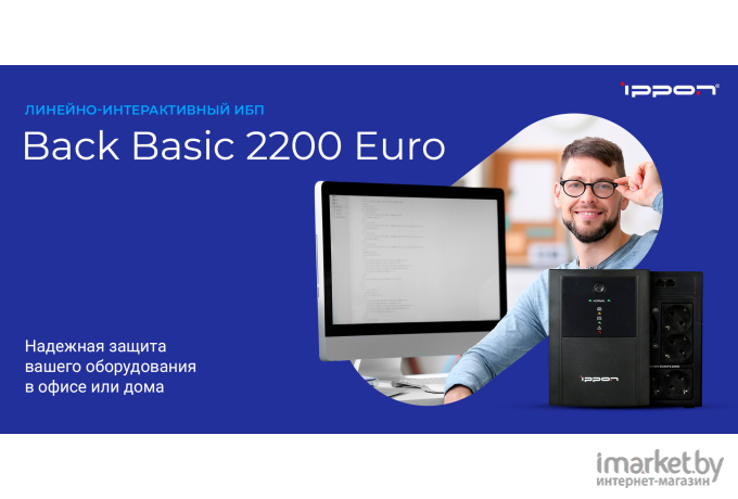 Источник бесперебойного питания IPPON Back Basic 2200 Euro 1320 Вт 2200 ВА черный [1108028]