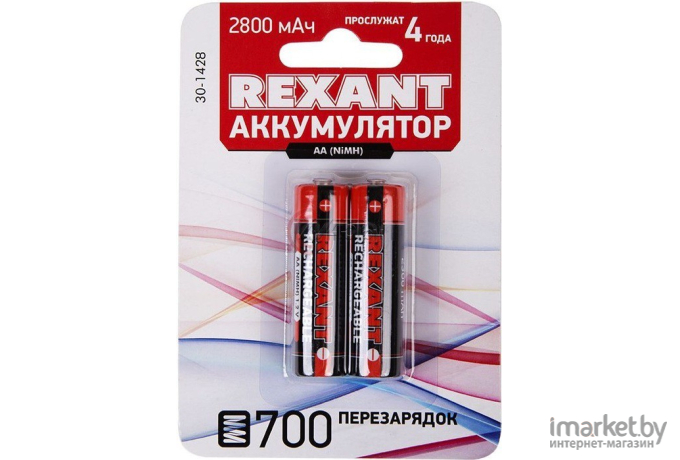 Батарейка, аккумулятор, зарядное Rexant 30-1428 2 шт