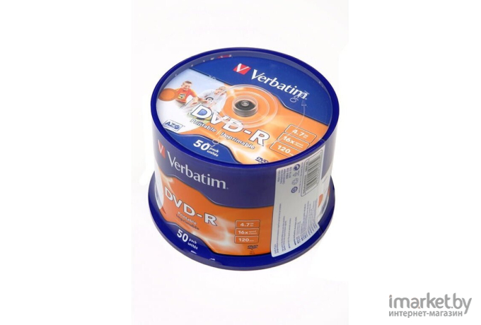 Оптический диск Verbatim DVD-R 4.7Gb 16x Printable Cake Box 50 шт [43533]