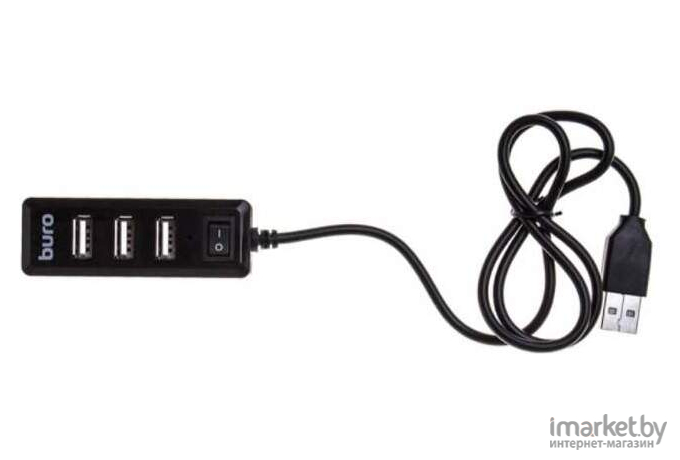 USB-хаб Buro BU-HUB4-0.5L-U2.0 черный