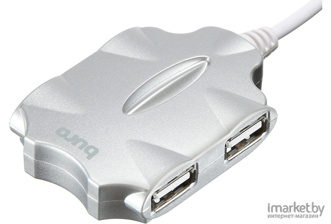 USB-хаб Buro BU-HUB4-0.5-U2.0-Candy серебристый