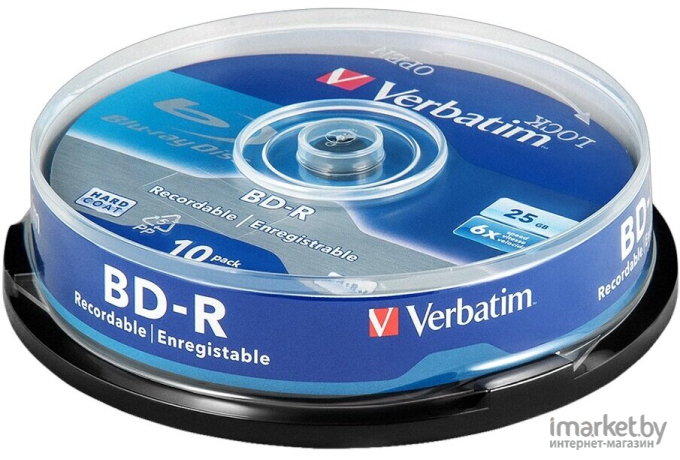 Оптический диск Verbatim BD-R 25Gb 6x Printable Cake Box 10 шт [43804]