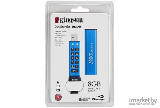 Usb flash Kingston DataTraveler 2000 8Gb синий [DT2000/8GB]