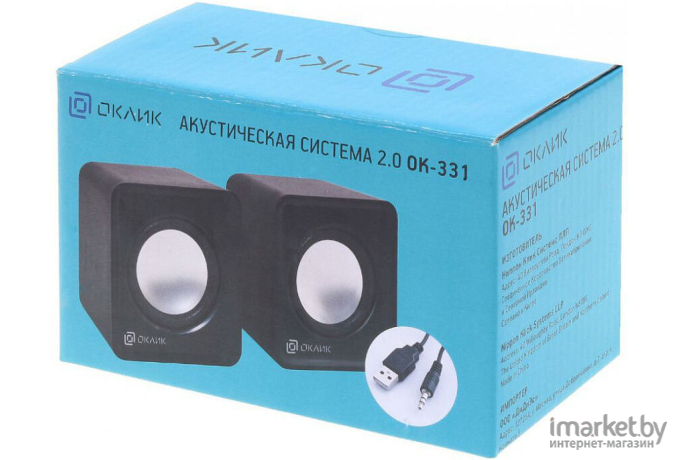 Мультимедиа акустика Oklick OK-331 2.0 6 Вт черный [HS-01A BLACK]