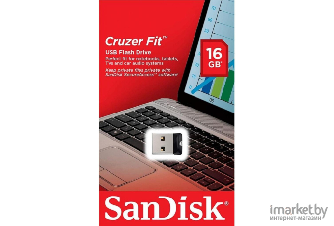 Usb flash SanDisk Cruzer Fit 16 Gb черный [SDCZ33-016G-G35]