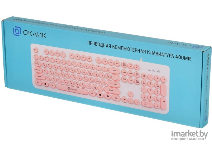 Клавиатура Oklick 400 MR белый/розовый