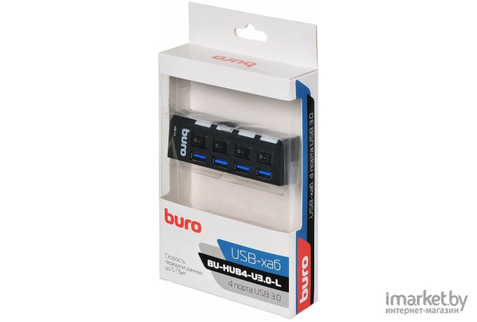 USB-хаб Buro BU-HUB4-U3.0-L черный