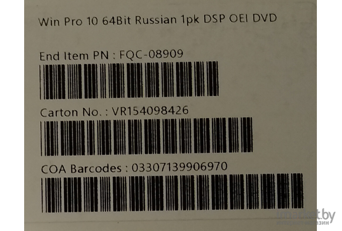 Лицензия Microsoft Windows 10 PRO 64B ENG 1PK DSP OEI DVD MS [FQC-08929]