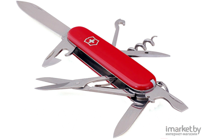 Туристический нож Victorinox Climber 14 функций карт. коробка красный полупрозрачный [1.3703.T]