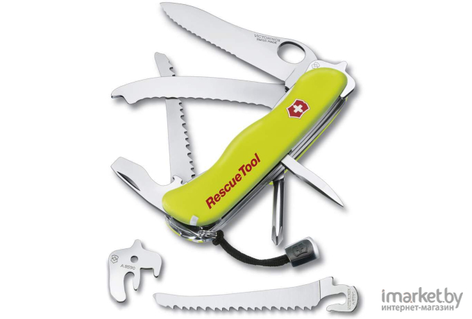 Туристический нож Victorinox RescueTool One Hand 12 функций карт. коробка салатовый [0.8623.MWN]