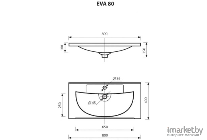 Умывальник Misty Evva 80 D [Р-Евв14080-Д]