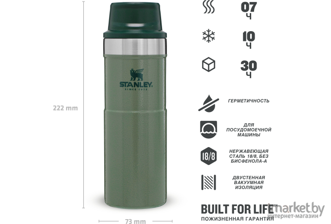 Термокружка Stanley The Trigger-Action Travel Mug 0.47 л зеленый [10-06439-030]