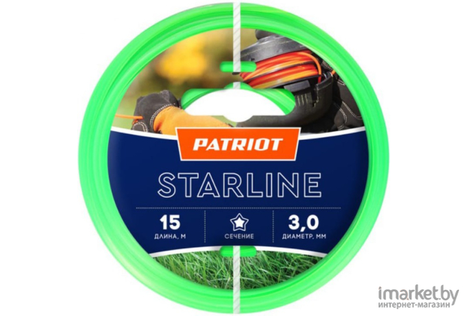 Леска для триммера Patriot Starline 3 мм 15 м звезда [805201066]