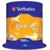 Оптический диск Verbatim DVD-R 4.7Gb 16x Cake Box 100 шт [43549]