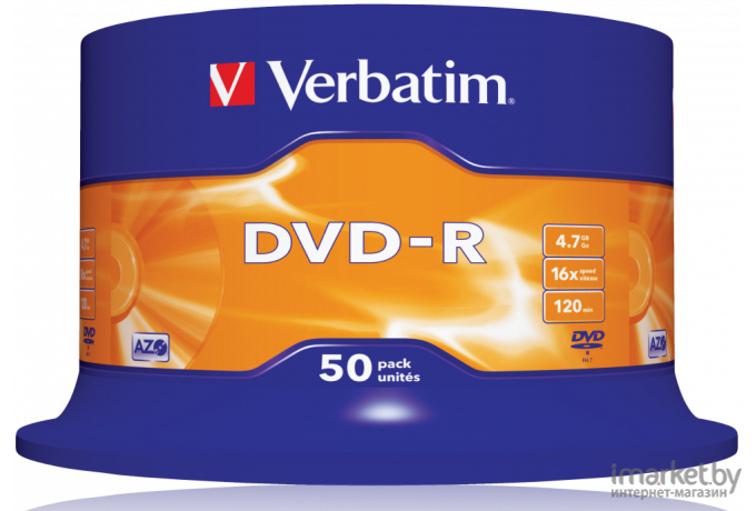 Оптический диск Verbatim DVD-R 4.7Gb 16x Cake Box 50 шт [43548]