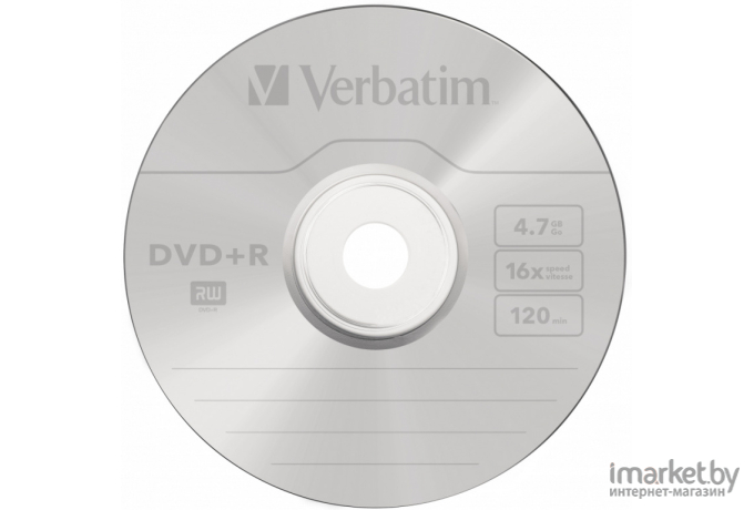 Оптический диск Verbatim DVD+R 4.7Gb 16x Cake Box 100 шт [43551]