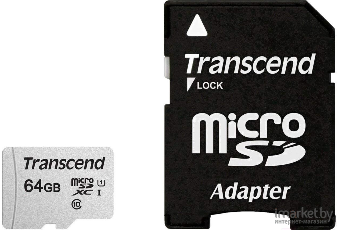 Карта памяти Transcend 64GB microSDXC Class 10 UHS-I U1 [TS64GUSD300S-A]