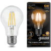 Лампа Gauss LED Filament A60 E27 6W 600lm 2700К 1/10/40 [102802106]