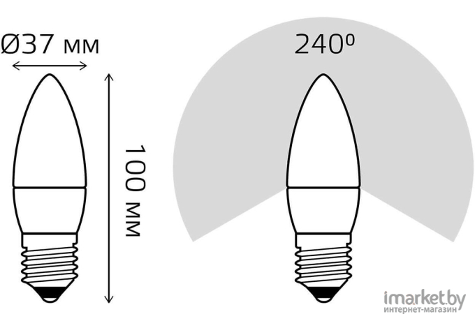 Лампа Gauss LED Свеча E27 9.5Вт 4100К [103102210]