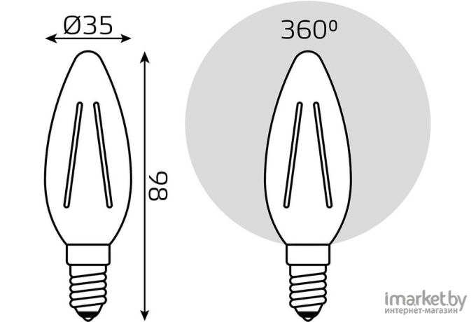 Лампа Gauss LED Свеча [103801109]