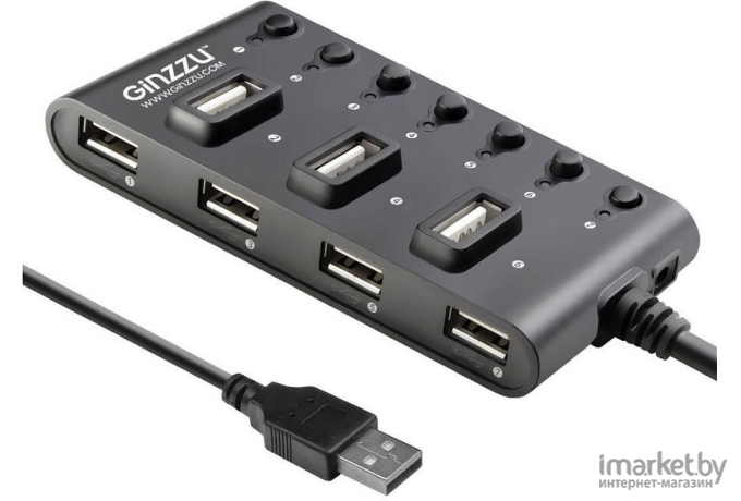 USB-хаб Ginzzu GR-487UB Black