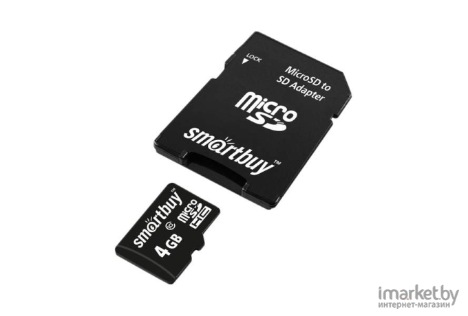 Карта памяти SmartBuy Micro SDHC 4GB Сlass 10 с адаптером SD [SB4GBSDCL10-01]