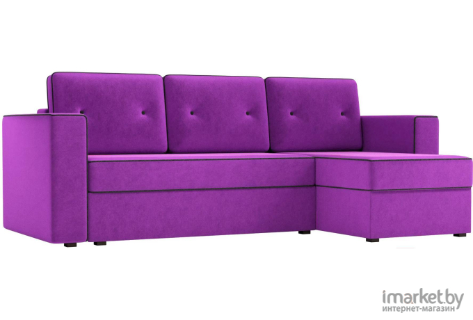 Угловой диван Лига Диванов Принстон правый микровельвет фиолетовый (29368)
