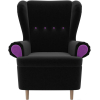 Кресло Лига Диванов Торин микровельвет черный/фиолетовый (100937)