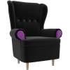 Кресло Лига Диванов Торин микровельвет черный/фиолетовый (100937)