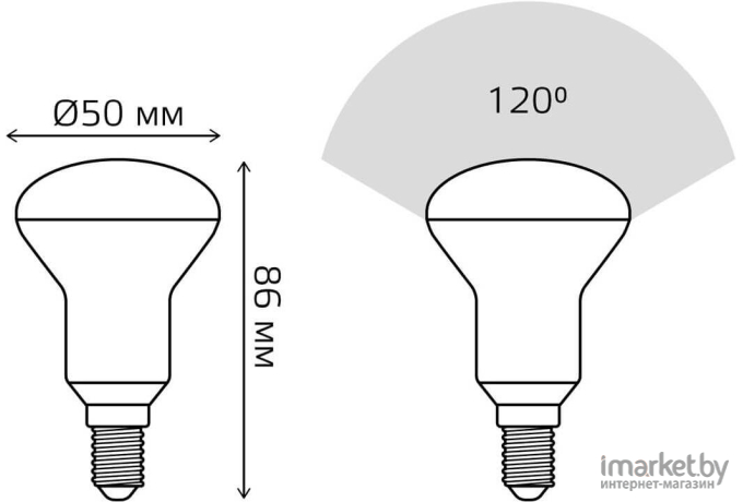  Gauss Лампа Gauss LED R50 E14 6W 500lm 3000K 1/10/50 [106001106]