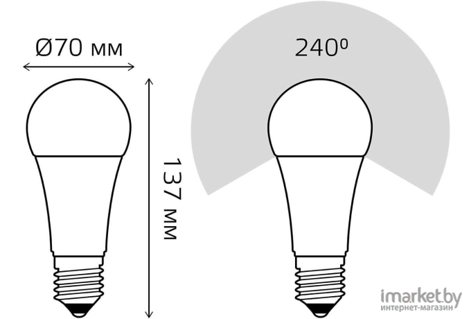  Gauss Лампа Gauss LED Elementary A67 30W E27 2390lm 6500K 1/10/50 [73239]