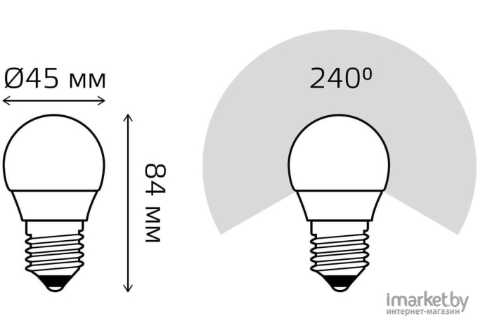  Gauss Лампа Gauss LED Шар E27 9.5W 890lm 3000K 1/10/50 [105102110]