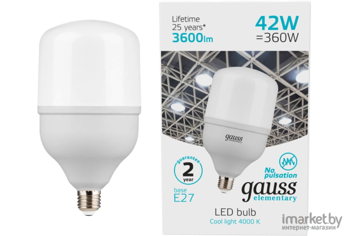  Gauss Лампа Gauss Elementary LED T120 E27 42W 3600lm 180-240V 4000K 1/12 [63224]