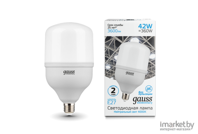  Gauss Лампа Gauss Elementary LED T120 E27 42W 3600lm 180-240V 4000K 1/12 [63224]