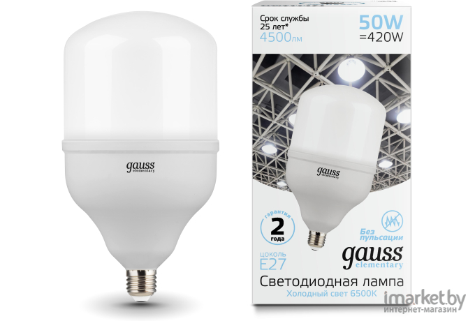  Gauss Лампа Gauss Elementary LED T140 E27 50W 4500lm 180-240V 6500K 1/8 [63235]