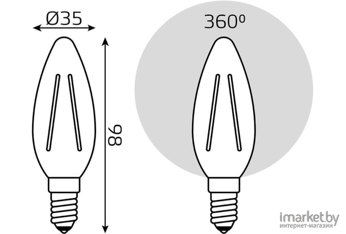 Лампа Gauss LED Свеча [103801205-D]