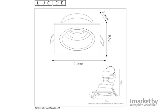 Встраиваемый светильник LUCIDE 22959/01/30