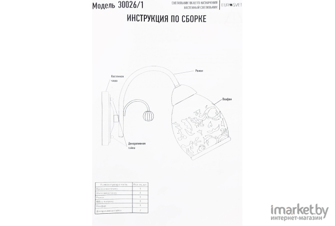 Бра Eurosvet Бра 30026/1 античная бронза