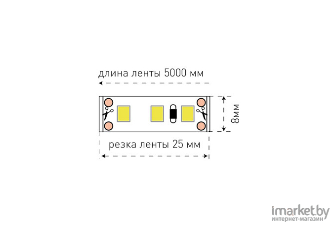  SWG Лента светодиодная стандарт 2835, 120 LED/м, 9,6 Вт/м, 12В , IP65, Цвет: Холодный белый [SWG2120-12-9.6-W-65]