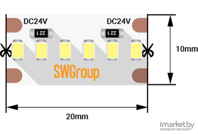  SWG Лента светодиодная стандарт 2216, 300 LED/м, 19,4 Вт/м, 24В , IP20, Цвет: Нейтральный белый [SWG2A300-24-19.2-NW]
