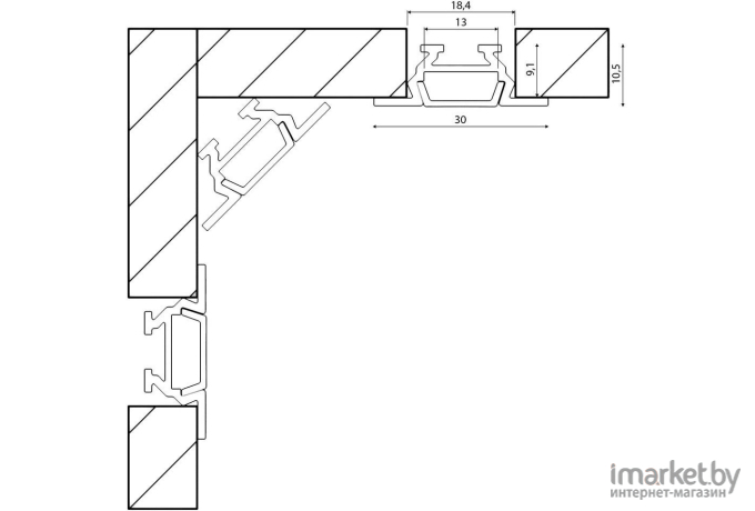  SWG Алюминиевый профиль накладной/встраиваемый угловой RC-1030