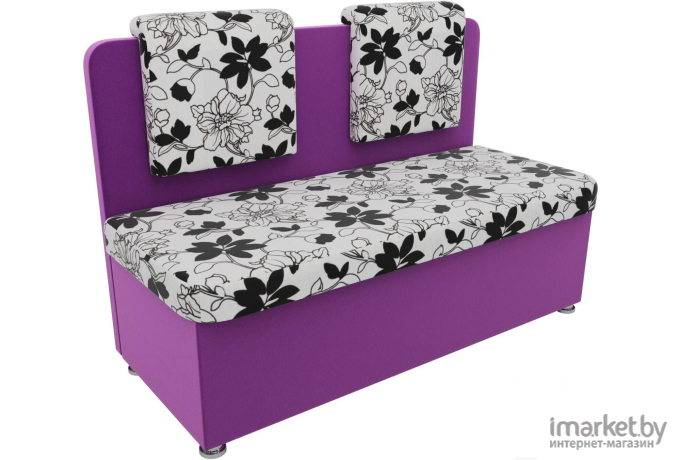 Кухонный диван Mebelico Маккон 2-х местный рогожка на флоке/вельвет фиолетовый